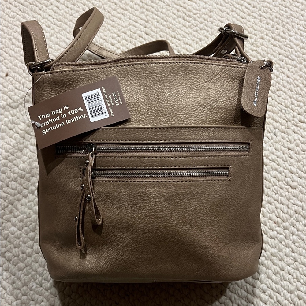 Kim Rogers Genuine Leather Tan/Gold Shoulder Bag